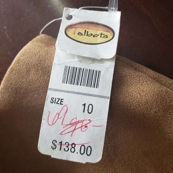 New Vintage Talbots Suede Like Flat Front Straight Leg High Rise Tan Lined Pants - Picture 9 of 9